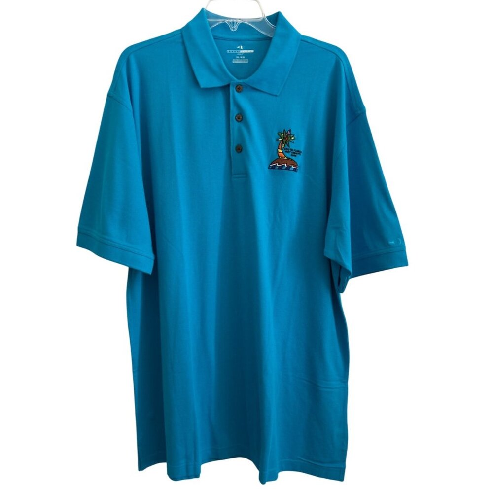 2010 Grand Slam XL Polo Shirt 100% Cotton Teal Blue Embroidered Design
